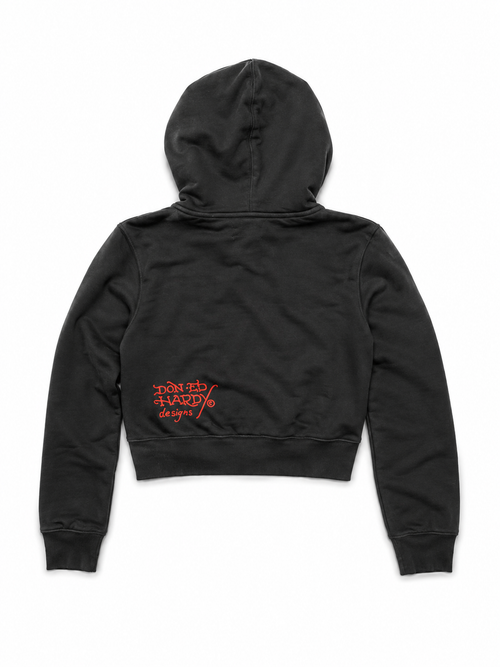Ed hardy black crop hoodie