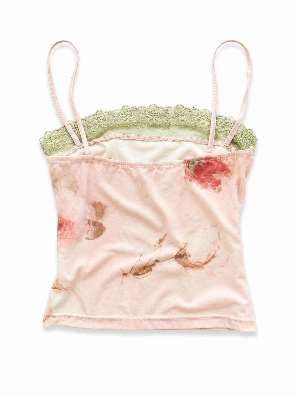 Pink Green Lace Trim Cami