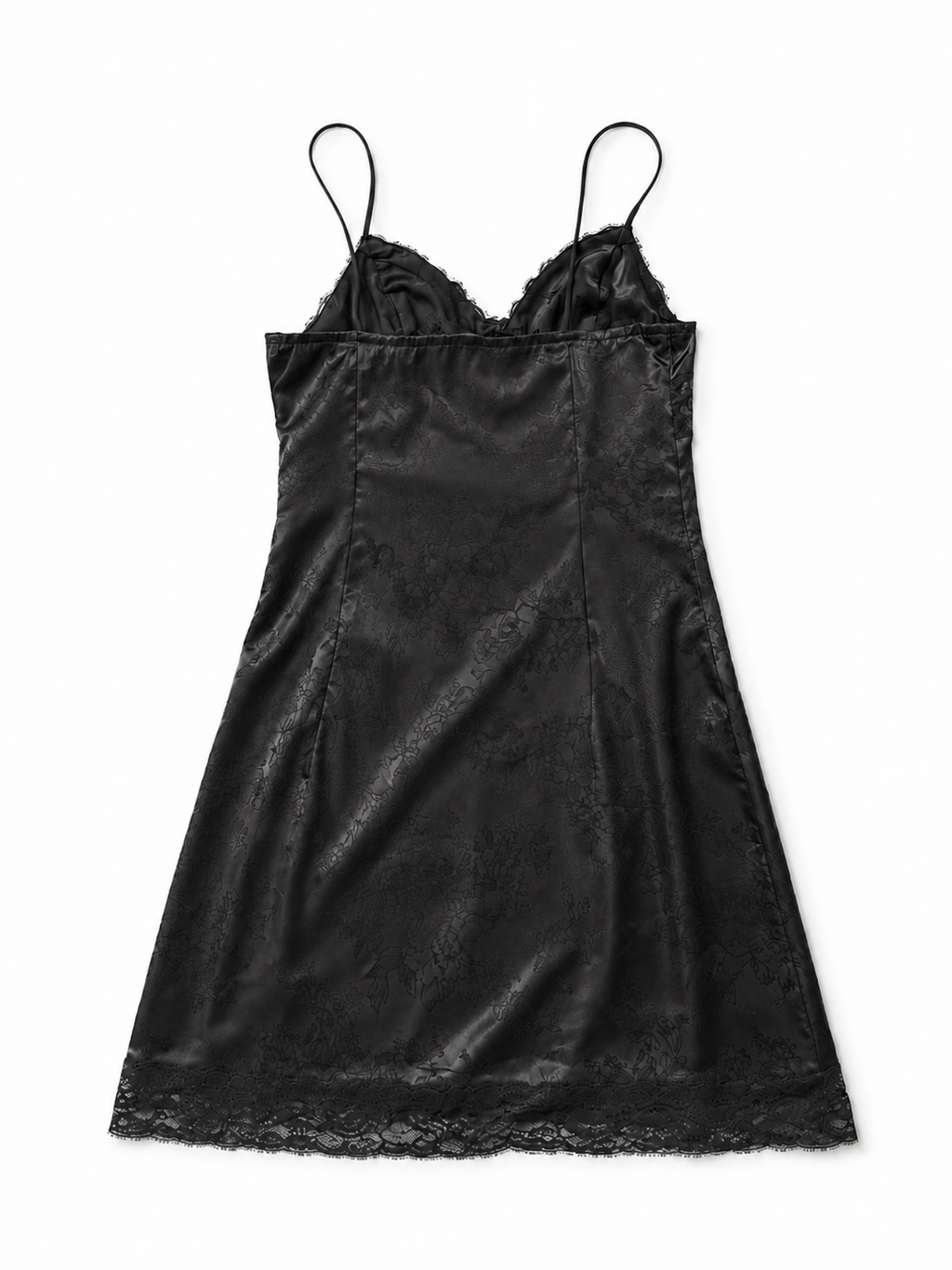 Black Lace Trim Babydoll Dress