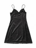 Black Lace Trim Babydoll Dress