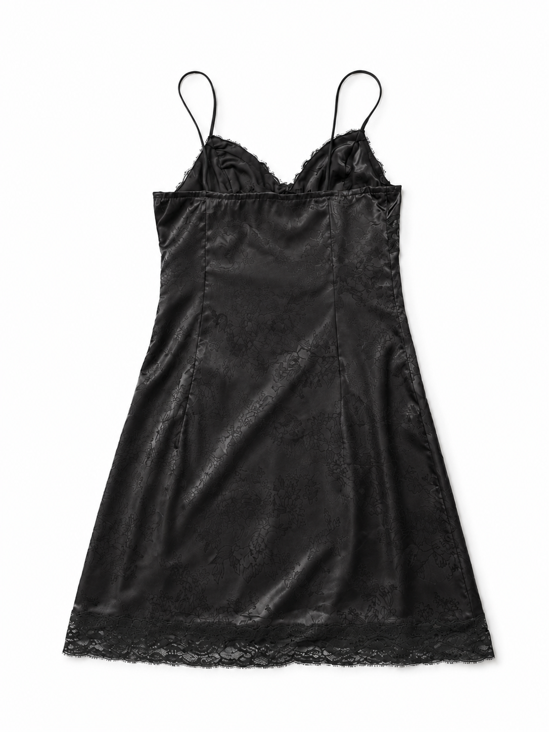 Black Lace Trim Babydoll Dress