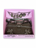 Ed Hardy Baguette Bag (Brown Skull Embossed w/ Charms)