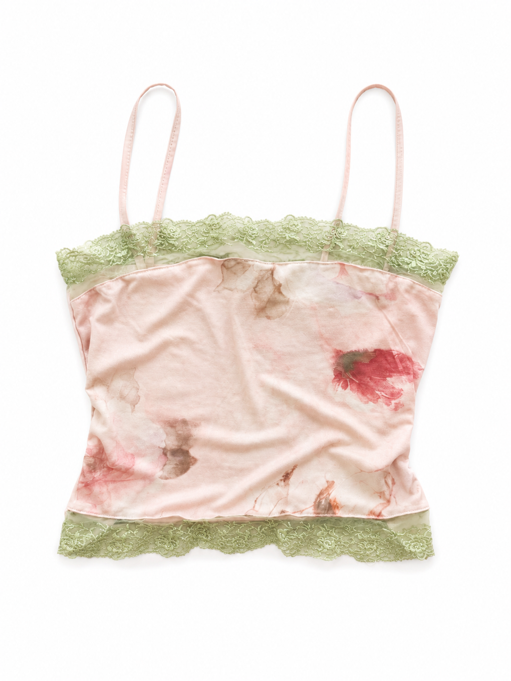 Pink Green Lace Trim Cami